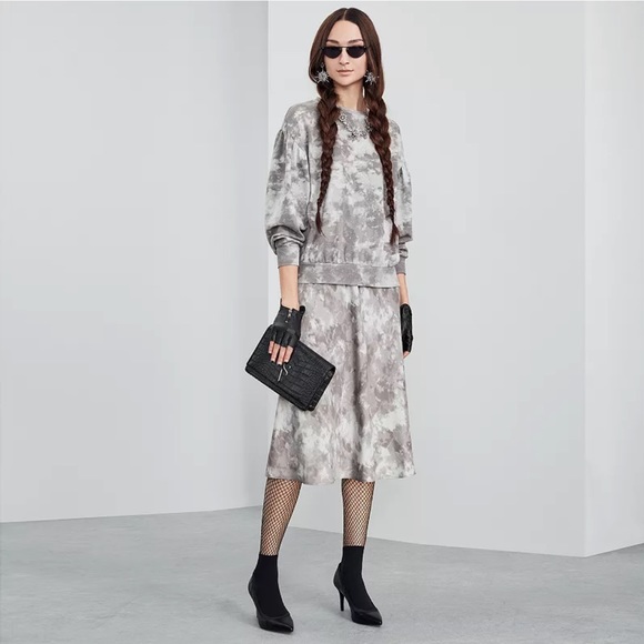 Vera Wang Simply Vera Grey Neutral Dye Skirt - Picture 1 of 8